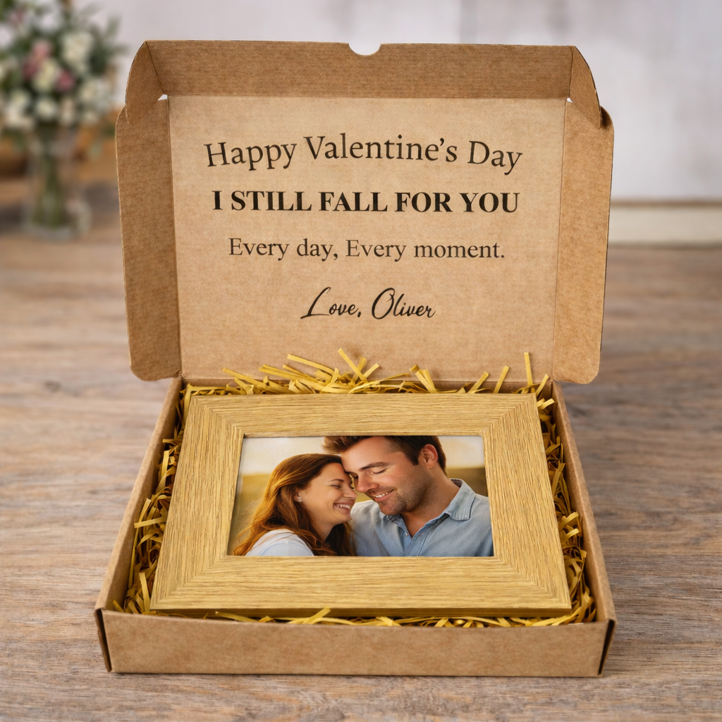 PERSONALISED Happy Valentine's Day I Still Fall For You - Wooden Photo Frame with Photo
