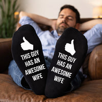 This Guy Has An Awesome Wife Thumbs Up - Printed Funny Socks