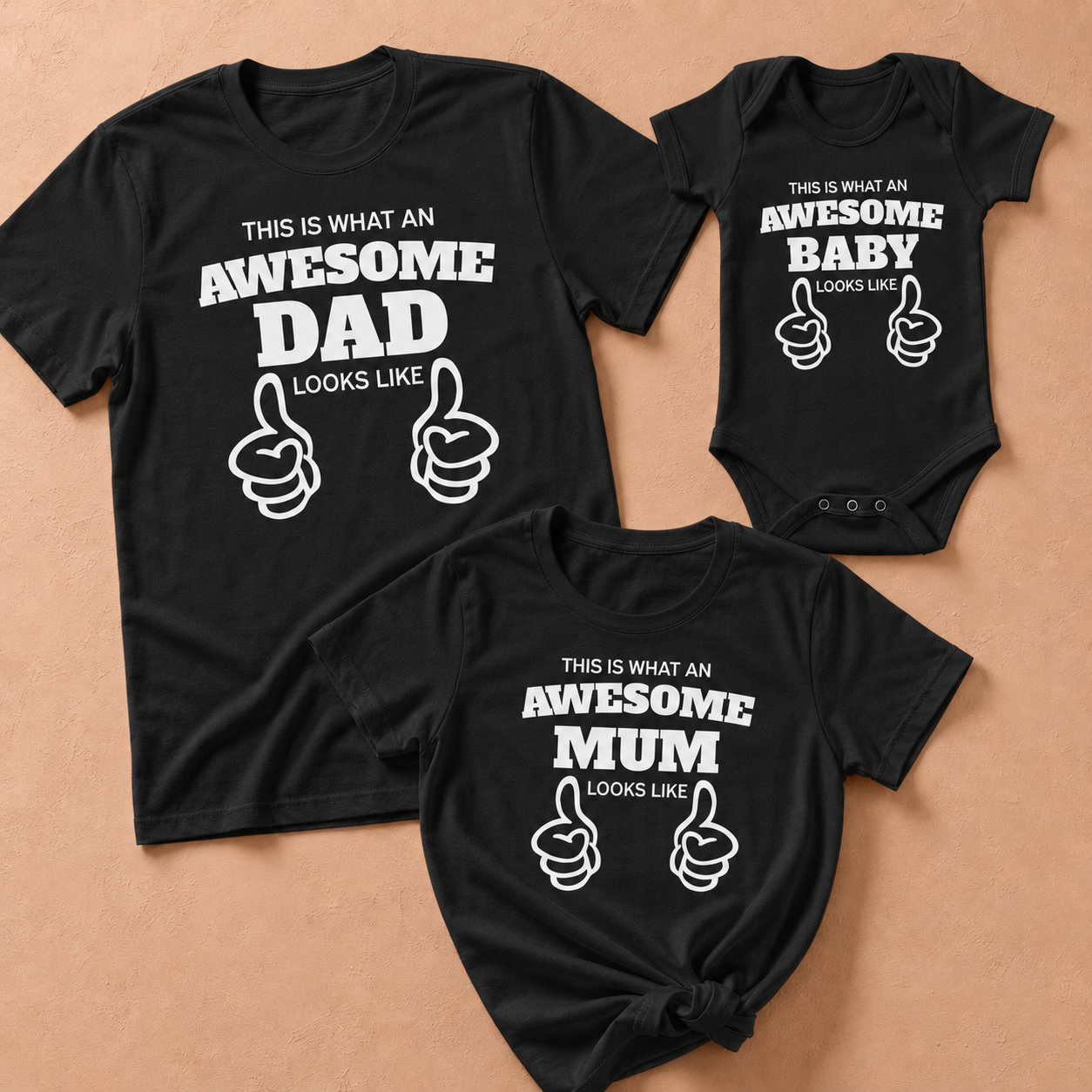 Awesome Dad, Mum & Baby - Whole Family Matching - Family Matching Tops - (Sold Separately)