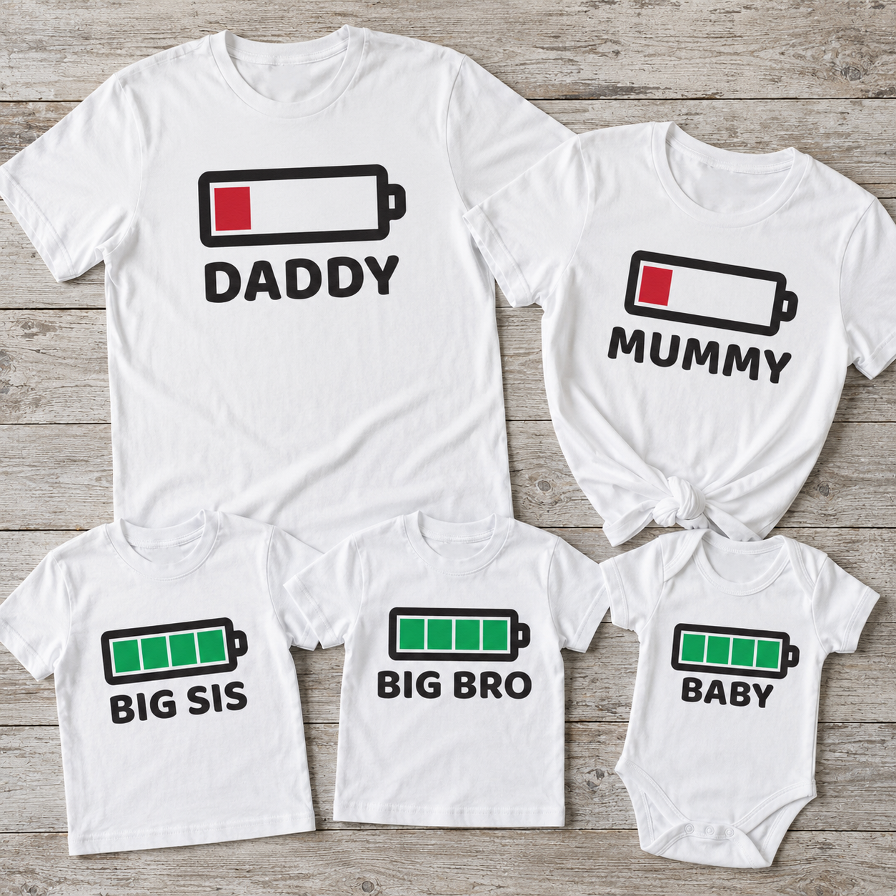 Family Battery Set - Whole Family Matching - Family Matching Tops - (Sold Separately)