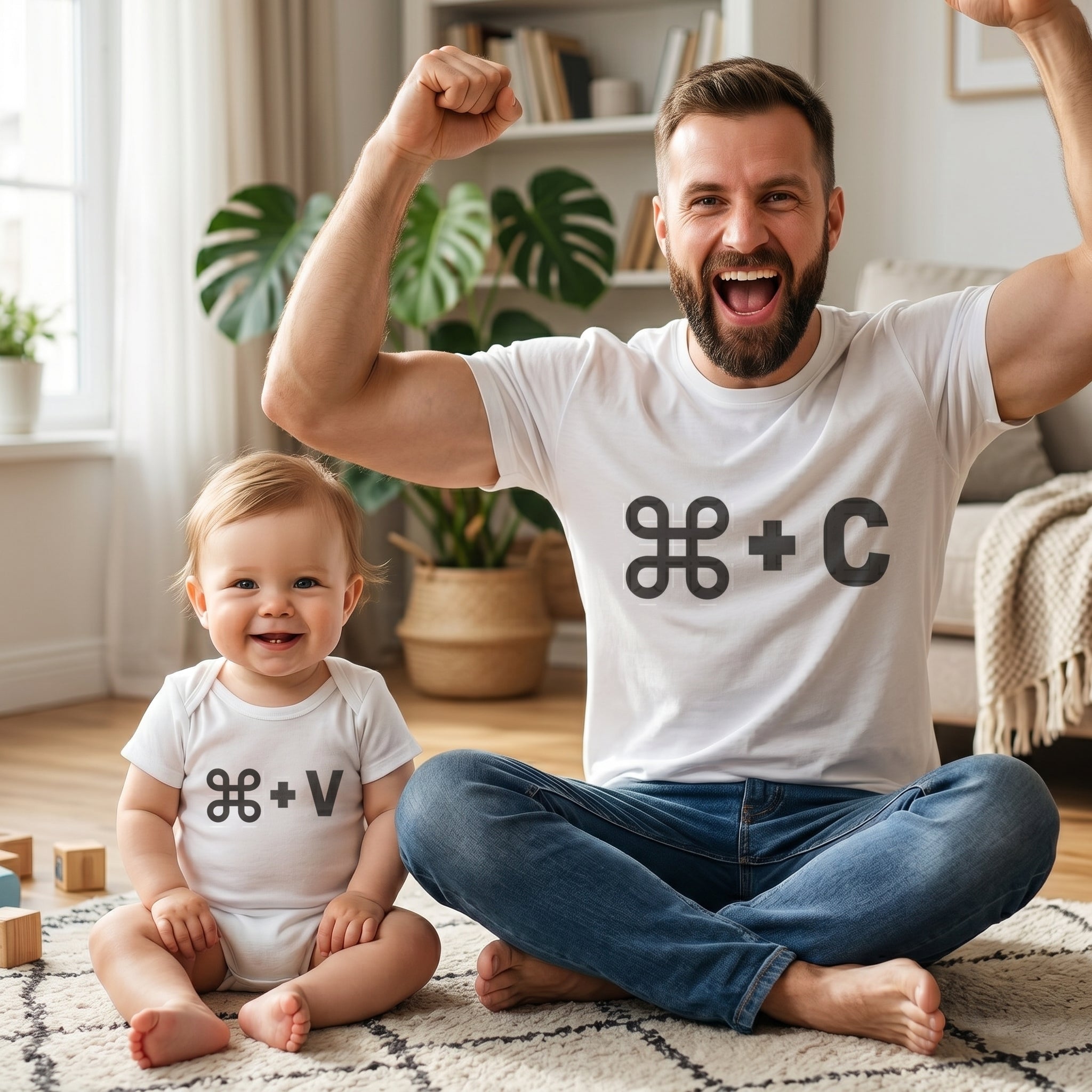 CMD + C CMD + V - Dad / Mum T-Shirt & Baby Bodysuit - (Sold Separately)