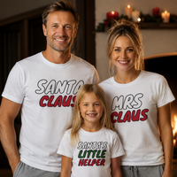 Weihnachtsmann, Frau Claus und kleiner Helfer – passende Weihnachtsoberteile für die ganze Familie – Erwachsene, Kinder und Babys – (separat erhältlich)