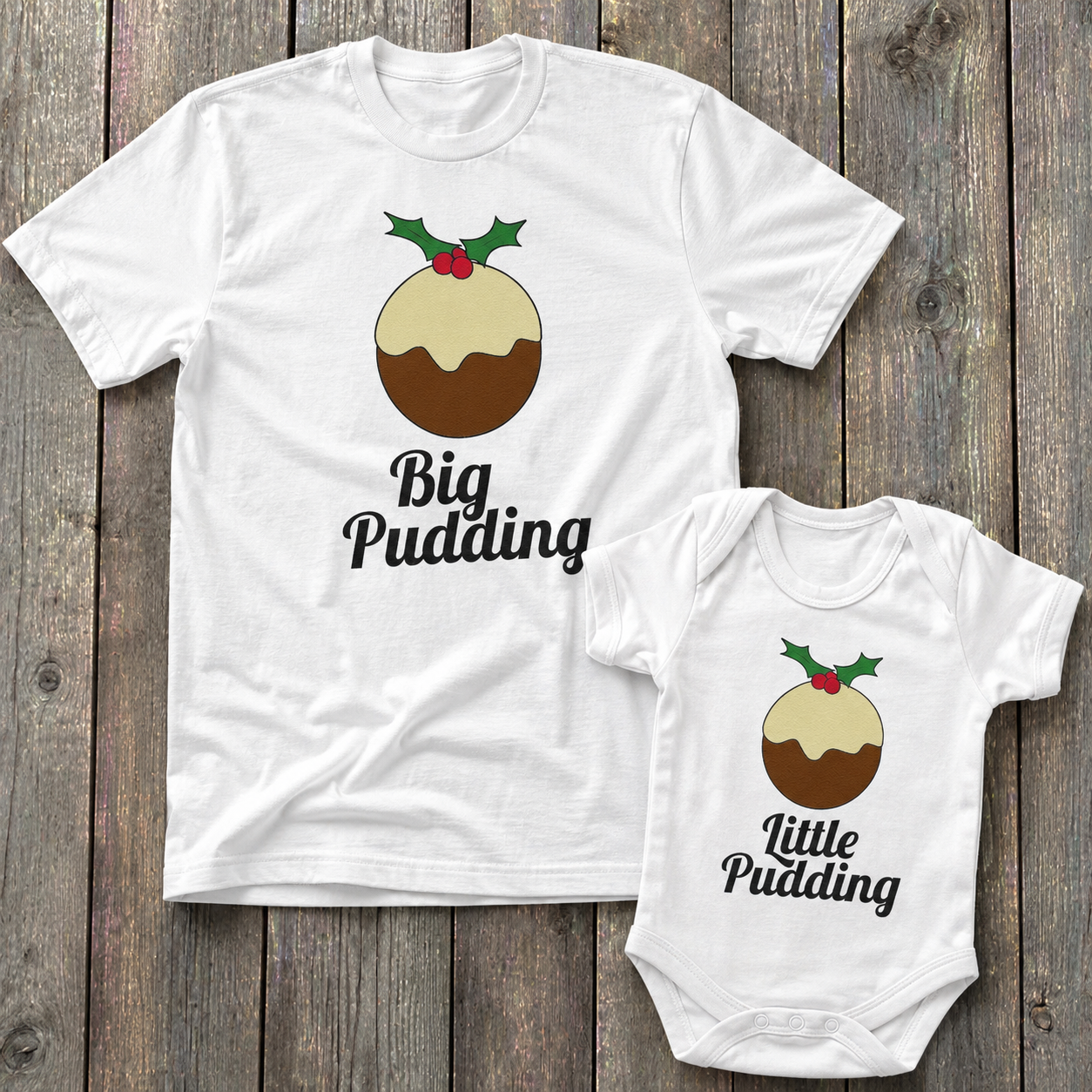 Passendes Set „Big Pudding“ und „Little Pudding“ – T-Shirt für Papa/Mama und Baby-Body – (separat erhältlich)
