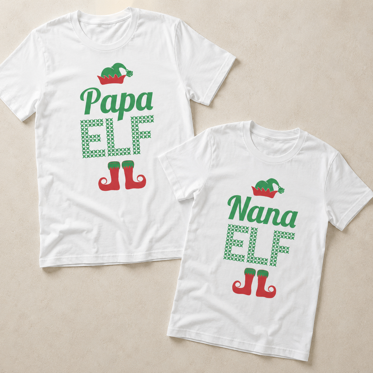 Papa Elf & Nana Elf - Couple Matching Christmas Tops - (Sold Separately)
