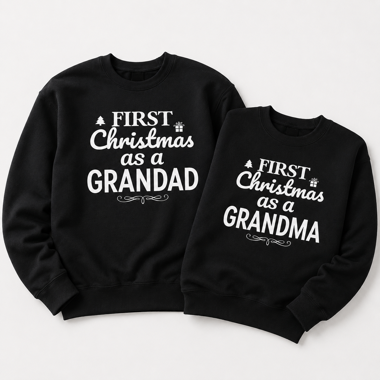 First Christmas as Grandad & Grandma - Christmas Jumper Sweatshirt - All Sizes - (Sold Separately)