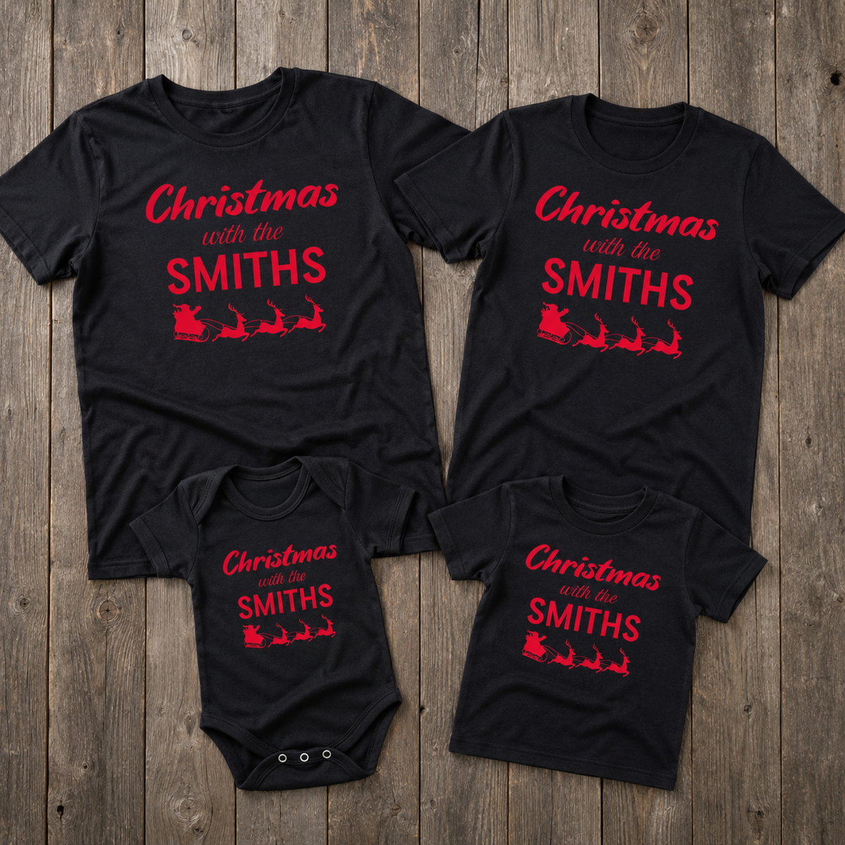 Weihnachten mit dem „individuellen Namen“ – passende Weihnachtsoberteile für die ganze Familie – T-Shirts – (separat erhältlich)