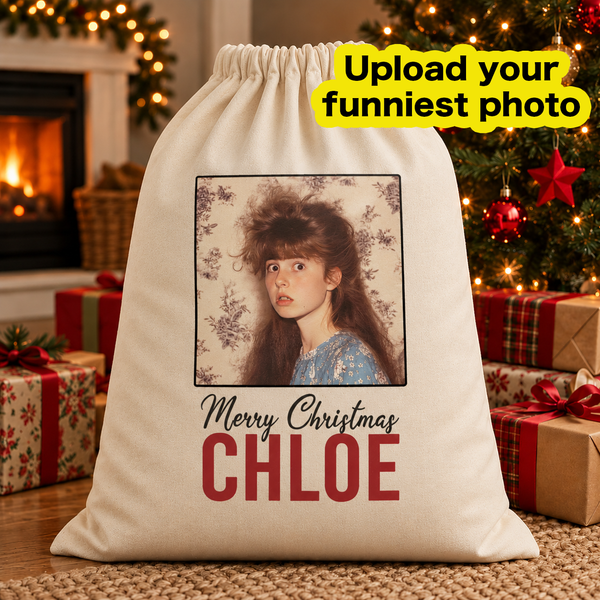 Personalisiertes lustiges Foto &amp; Name - Weihnachtsmannsack