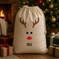 Personalisierter Name Rentiergesicht - Weihnachtsmannsack