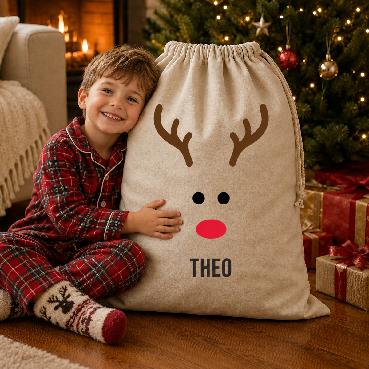 Personalised Name Reindeer Face - Christmas Santa Gift