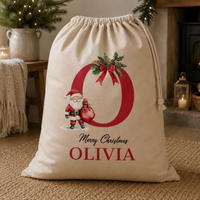 Personalised Merry Christmas Initial and Name - Christmas Santa Sack