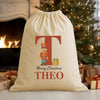 Personalised Christmas Toy Soldier Initial and Name - Christmas Santa Sack