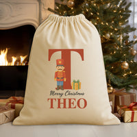 Personalised Christmas Toy Soldier Initial and Name - Christmas Santa Sack