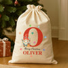Personalised Christmas Gnome & Lights Initial and Name - Christmas Santa Sack