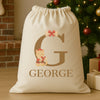 Personalised Christmas Santa Paws Initial and Name - Christmas Cat Santa Sack