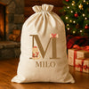 Personalised Christmas Santa Paws Initial and Name - Christmas Cat Santa Sack
