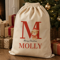 Personalised Christmas Santa Paws Standing Initial and Name - Christmas Dog Santa Sack
