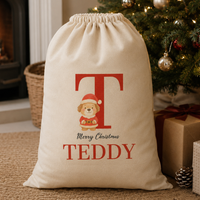 Personalised Christmas Santa Paws Standing Initial and Name - Christmas Dog Santa Sack