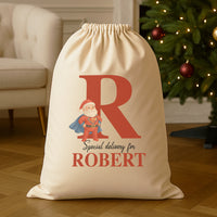 Personalised Christmas Super Santa Initial and Name - Christmas Santa Sack