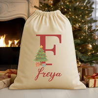 Personalised Christmas Tree Initial and Name - Christmas Santa Sack