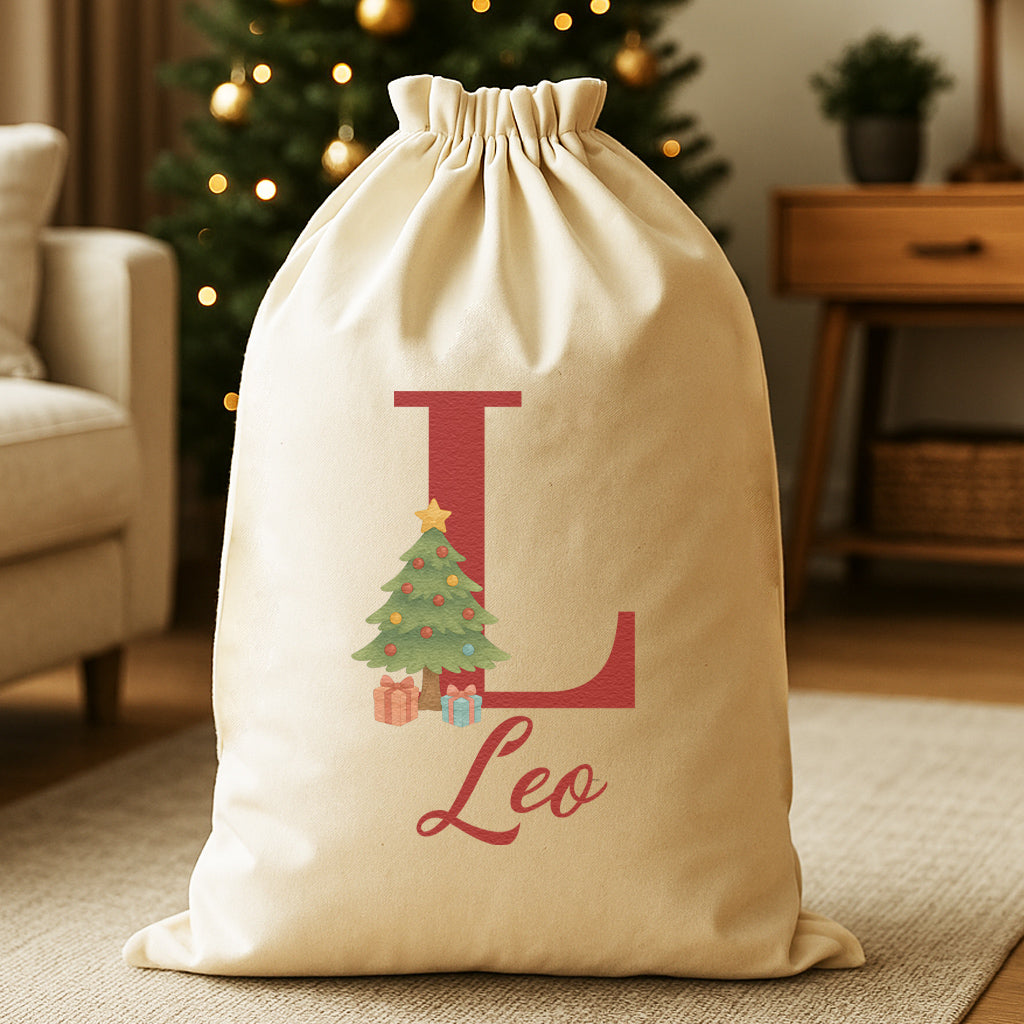 Personalised Christmas Tree Initial and Name - Christmas Santa Sack