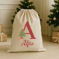 Personalised Christmas Tree Initial and Name - Christmas Santa Sack