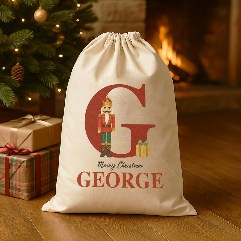 Personalised Christmas Soldier Initial and Name - Christmas Santa Sack