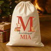 Personalised Christmas Excited Santa Initial and Name - Christmas Santa Sack