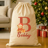Personalised Christmas Teddy Initial and Name - Christmas Santa Sack