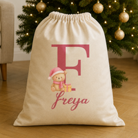 Personalisierter Weihnachtssack mit Initialen und Namen - Weihnachtsmannsack