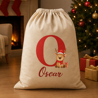 Personalised Christmas Reindeer Initial and Name - Christmas Santa Sack