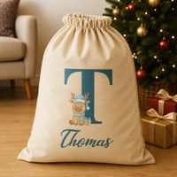 Personalisierter Weihnachtssack mit Initialen und Namen - Weihnachtsmannsack