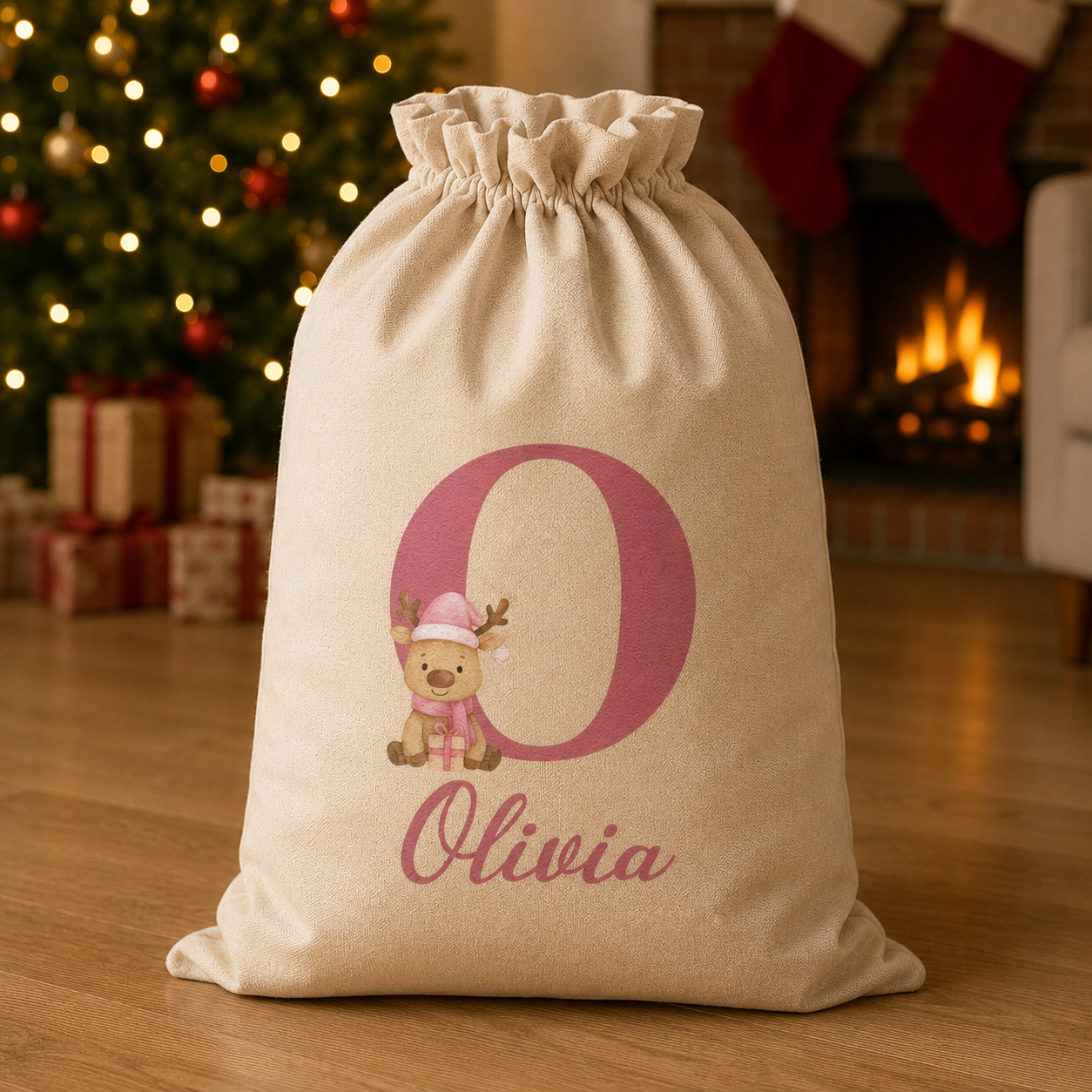 Personalisierter Weihnachtssack mit Initialen und Namen - Weihnachtsmannsack