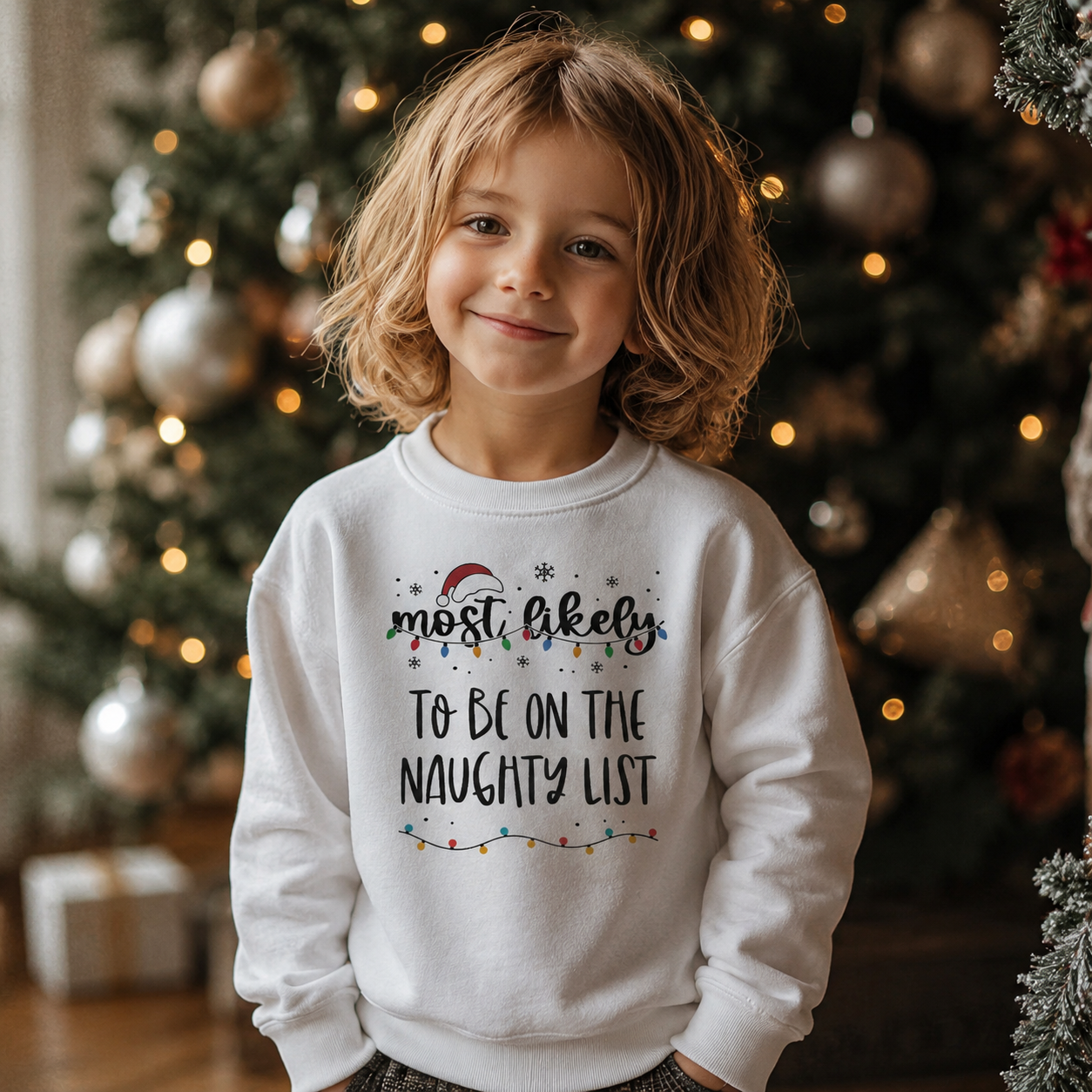PERSONALISIERTER Weihnachtspullover mit Aufschrift „Most Likely To ...“ – Alle Größen