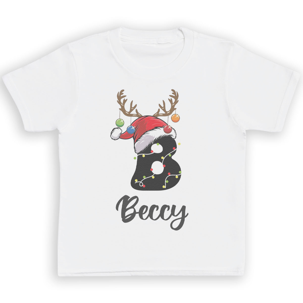 PERSONALISED Initial with Reindeer Hat - Baby & Kids - All Styles & Sizes