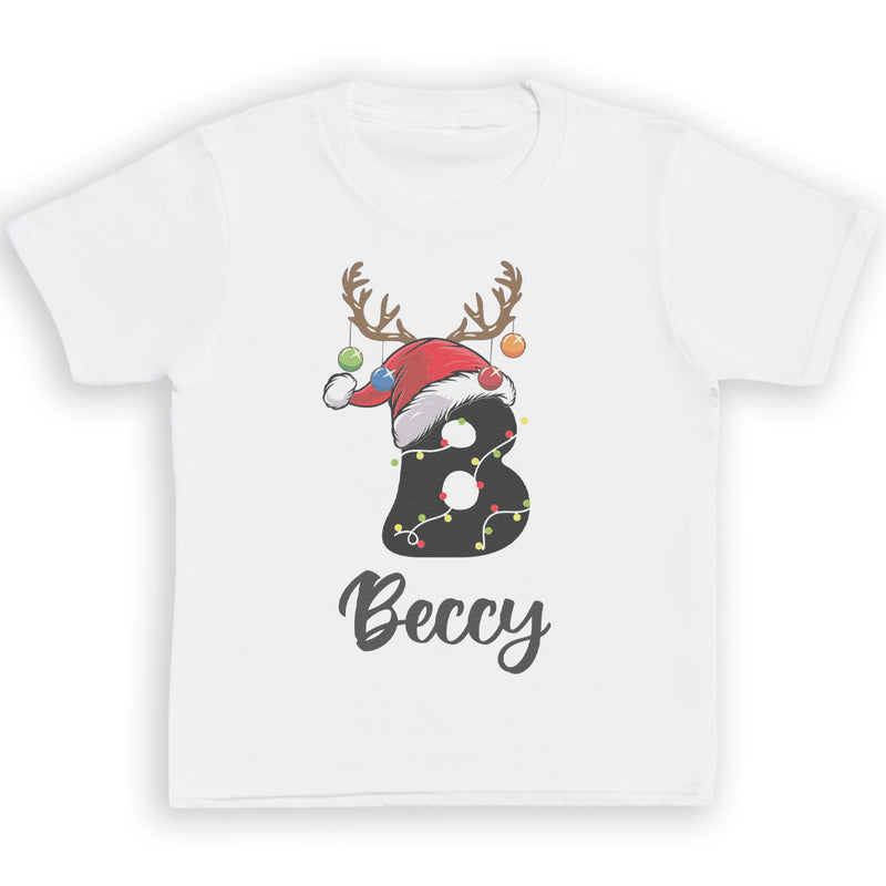 PERSONALISED Initial with Reindeer Hat - Baby & Kids - All Styles & Sizes