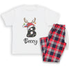 PERSONALISED Initial Reindeer Hat - Family Matching Christmas Pyjamas - Top & Tartan PJ Bottoms (Copy)
