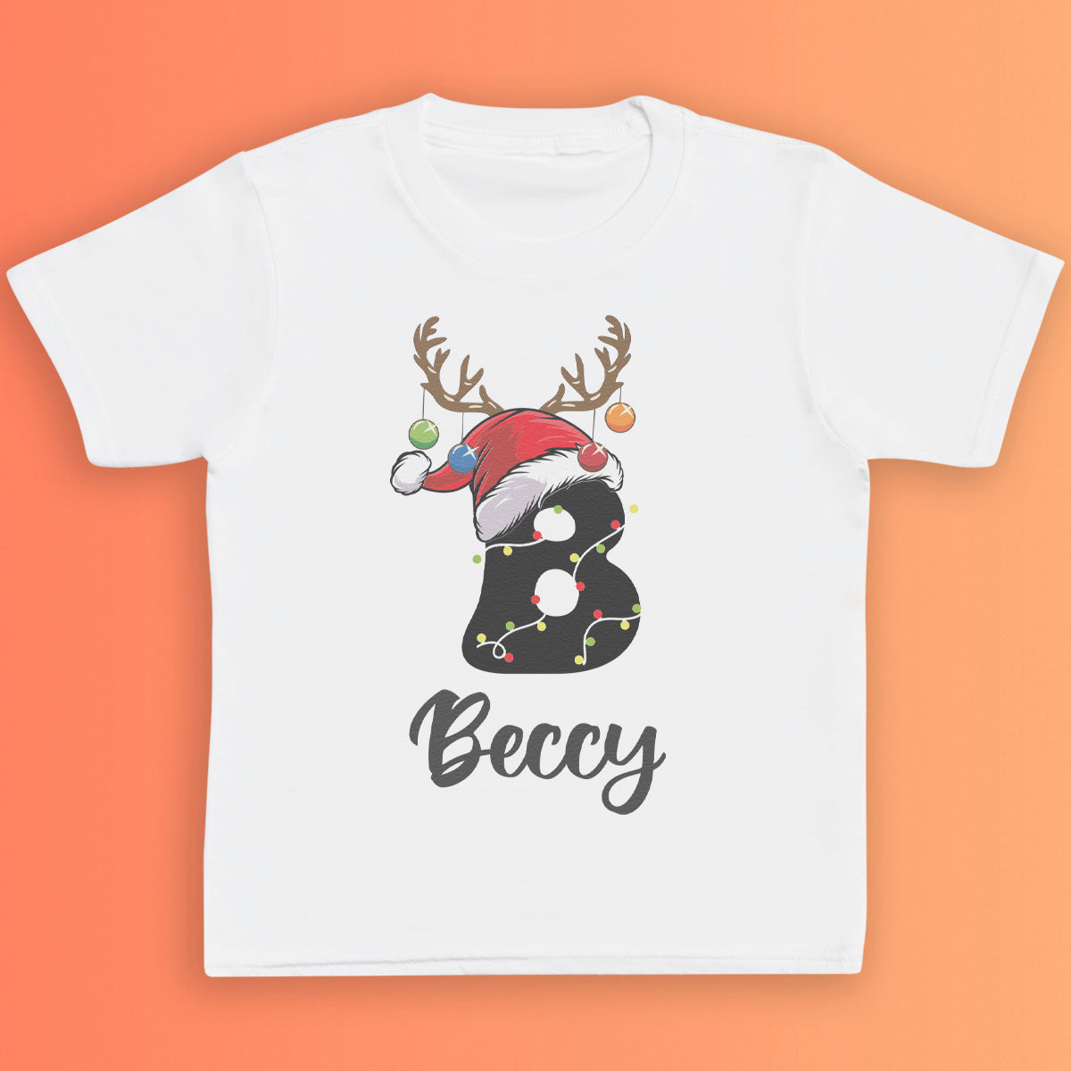 PERSONALISED Initial Reindeer Hat - Family Matching Christmas Pyjamas - Top & Tartan PJ Bottoms (Copy)