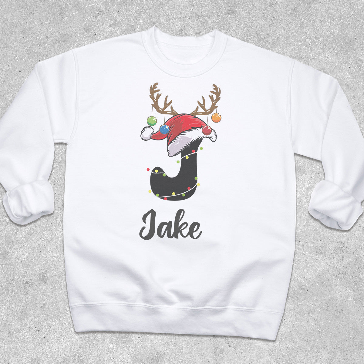 PERSONALISED Initial with Reindeer Hat - Baby & Kids - All Styles & Sizes