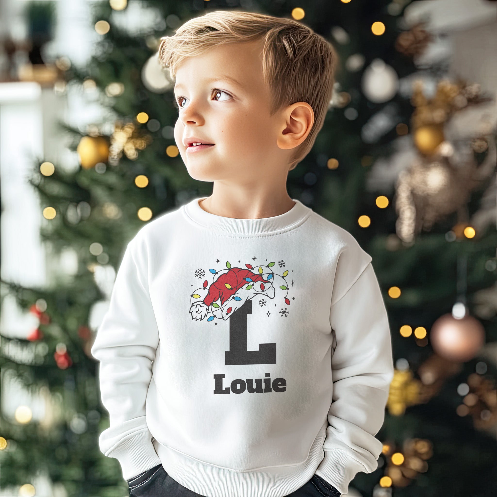 PERSONALISED Initial with Santa Hat - Baby & Kids - All Styles & Sizes