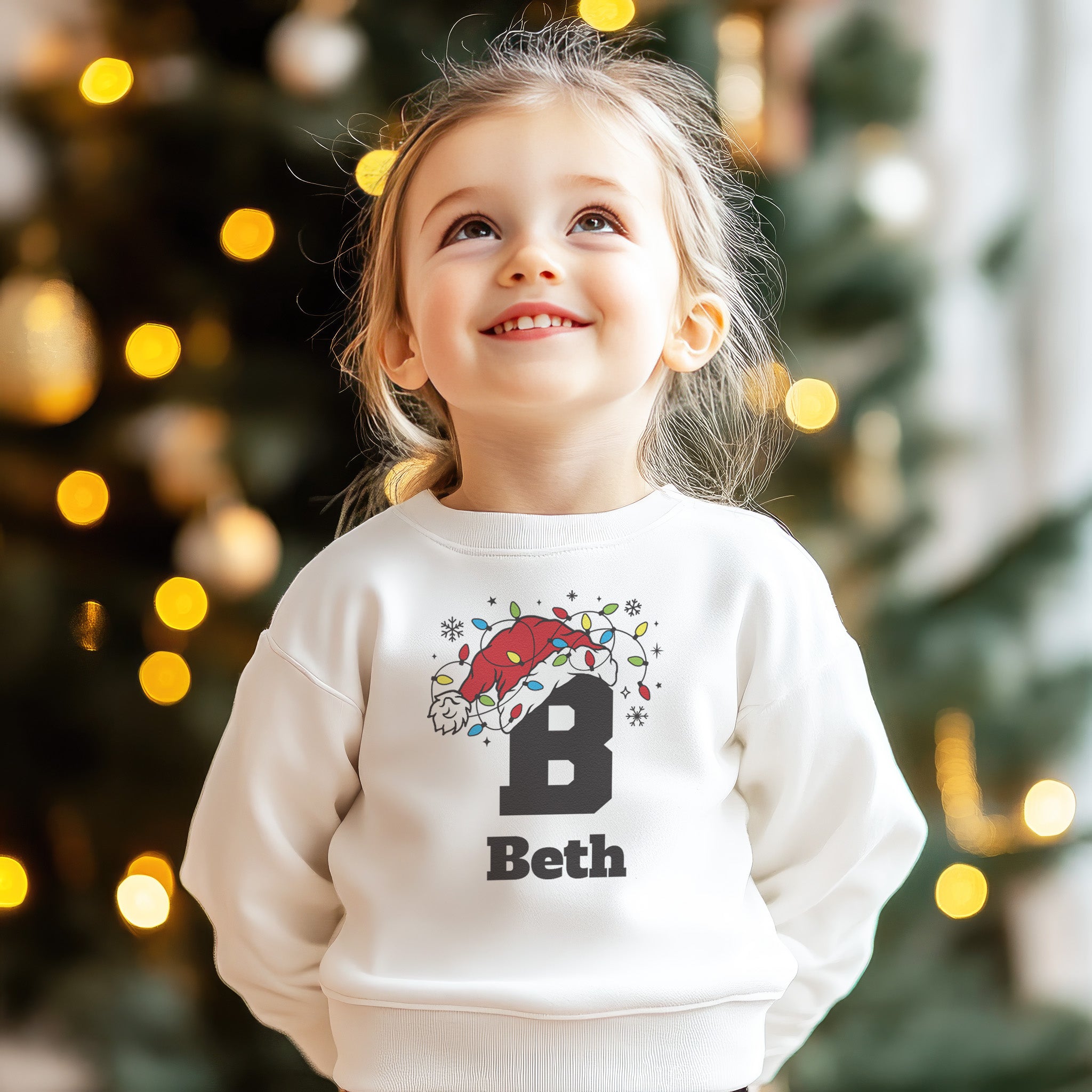 PERSONALISED Initial with Santa Hat - Baby & Kids - All Styles & Sizes