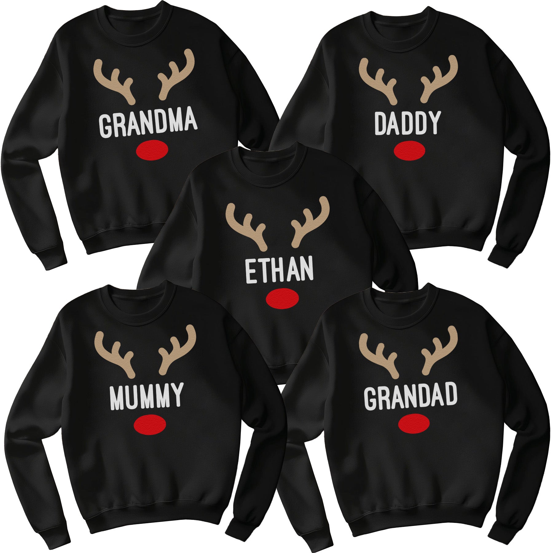 PERSONALISED Reindeer Names - Christmas Jumper Sweatshirt - All Sizes