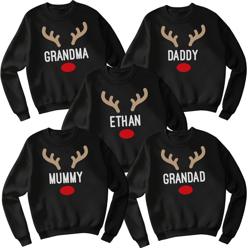 PERSONALISED Reindeer Names - Christmas Jumper Sweatshirt - All Sizes