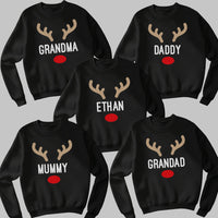 PERSONALISED Reindeer Names - Christmas Jumper Sweatshirt - All Sizes