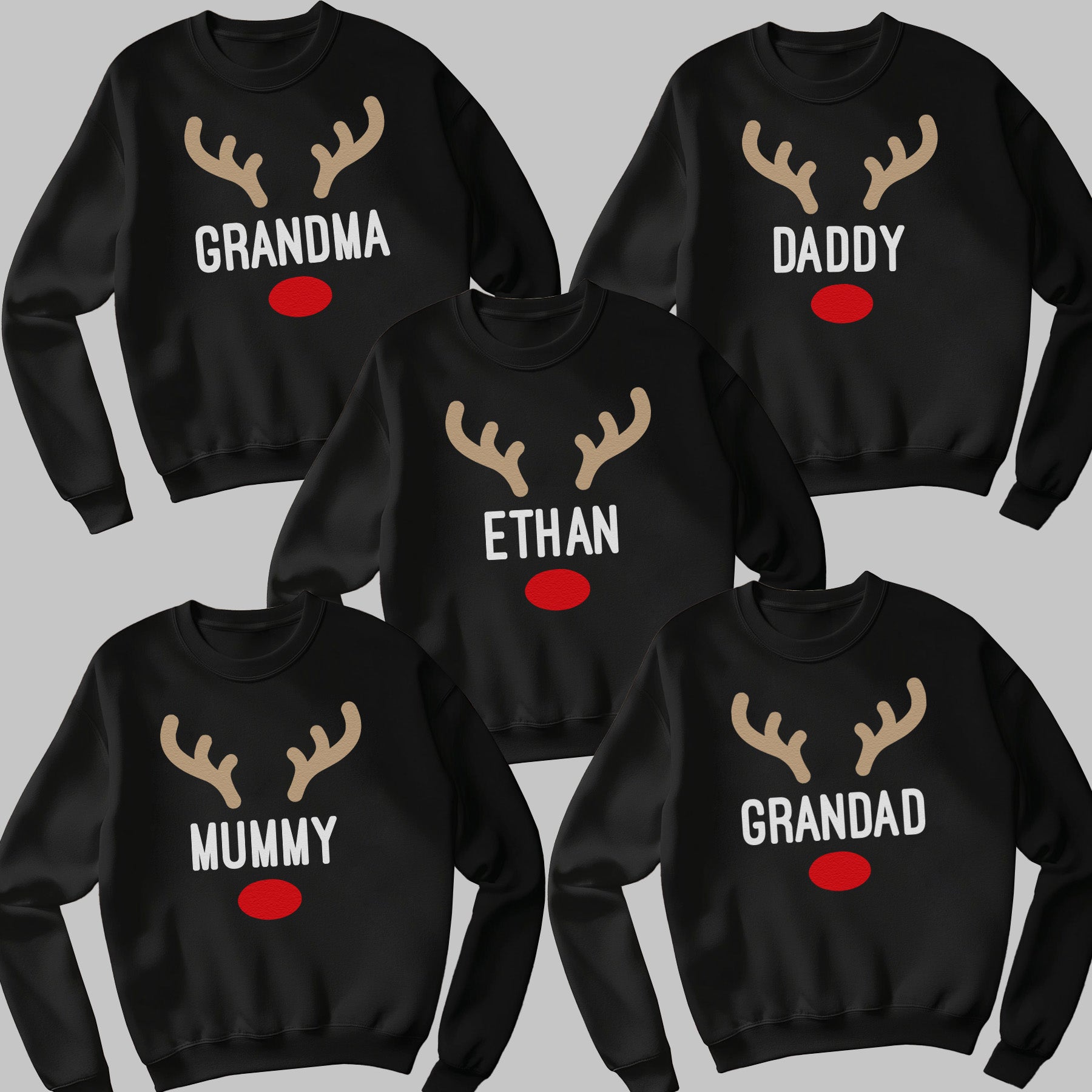 PERSONALISED Reindeer Names - Christmas Jumper Sweatshirt - All Sizes
