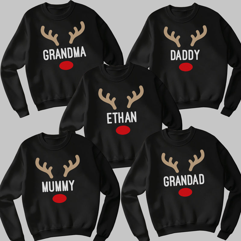PERSONALISED Reindeer Names - Christmas Jumper Sweatshirt - All Sizes