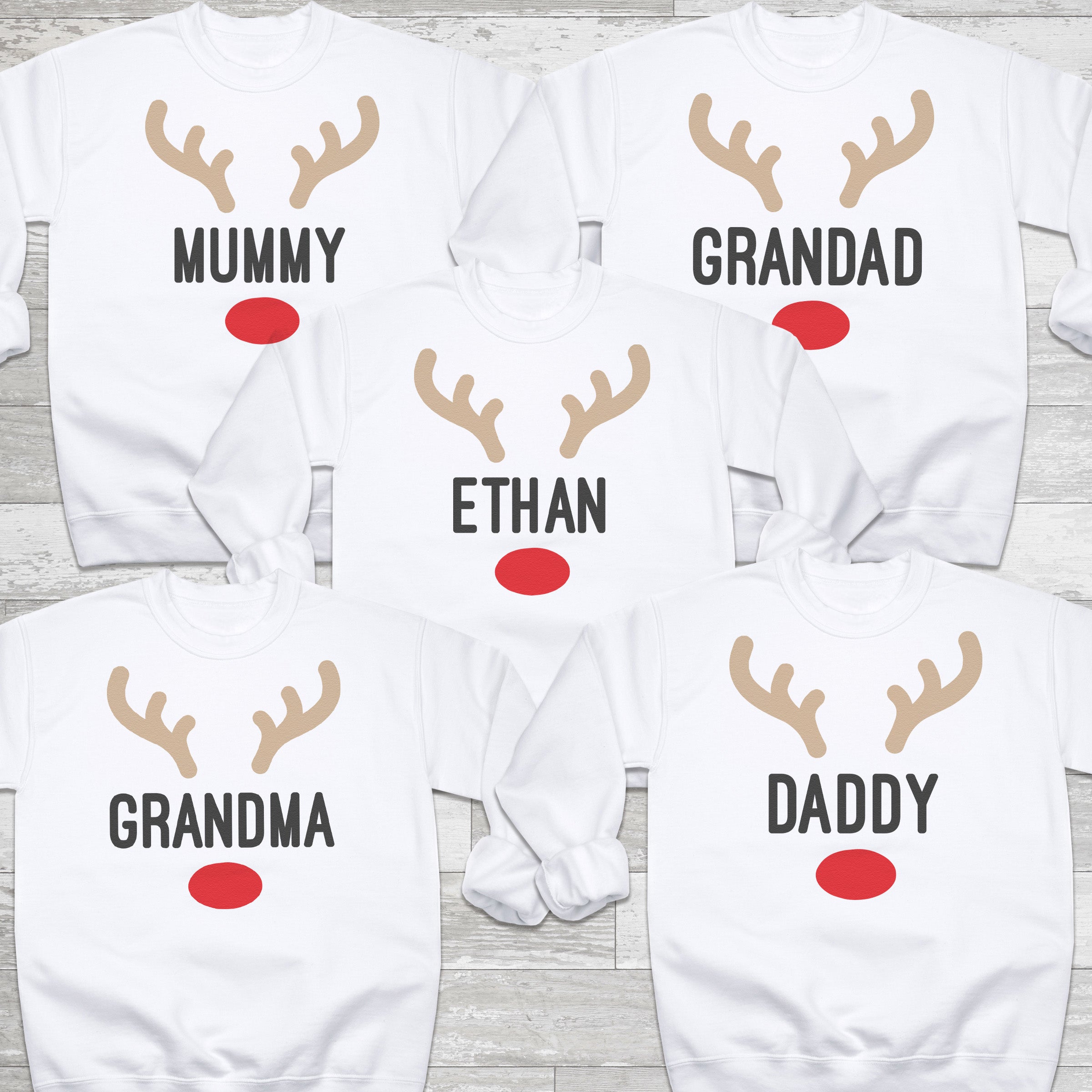 PERSONALISED Reindeer Names - Christmas Jumper Sweatshirt - All Sizes