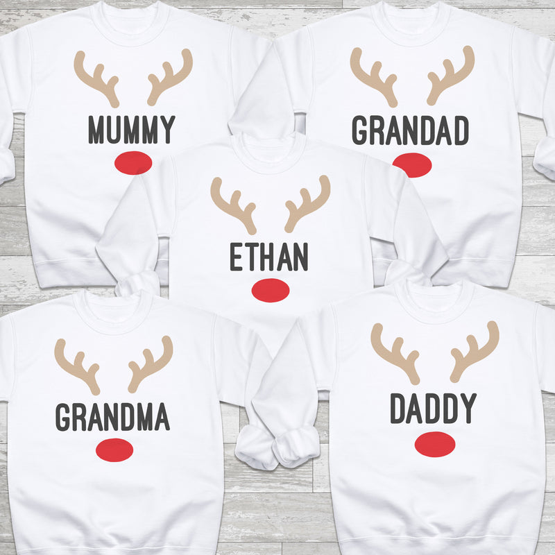 PERSONALISED Reindeer Names - Christmas Jumper Sweatshirt - All Sizes