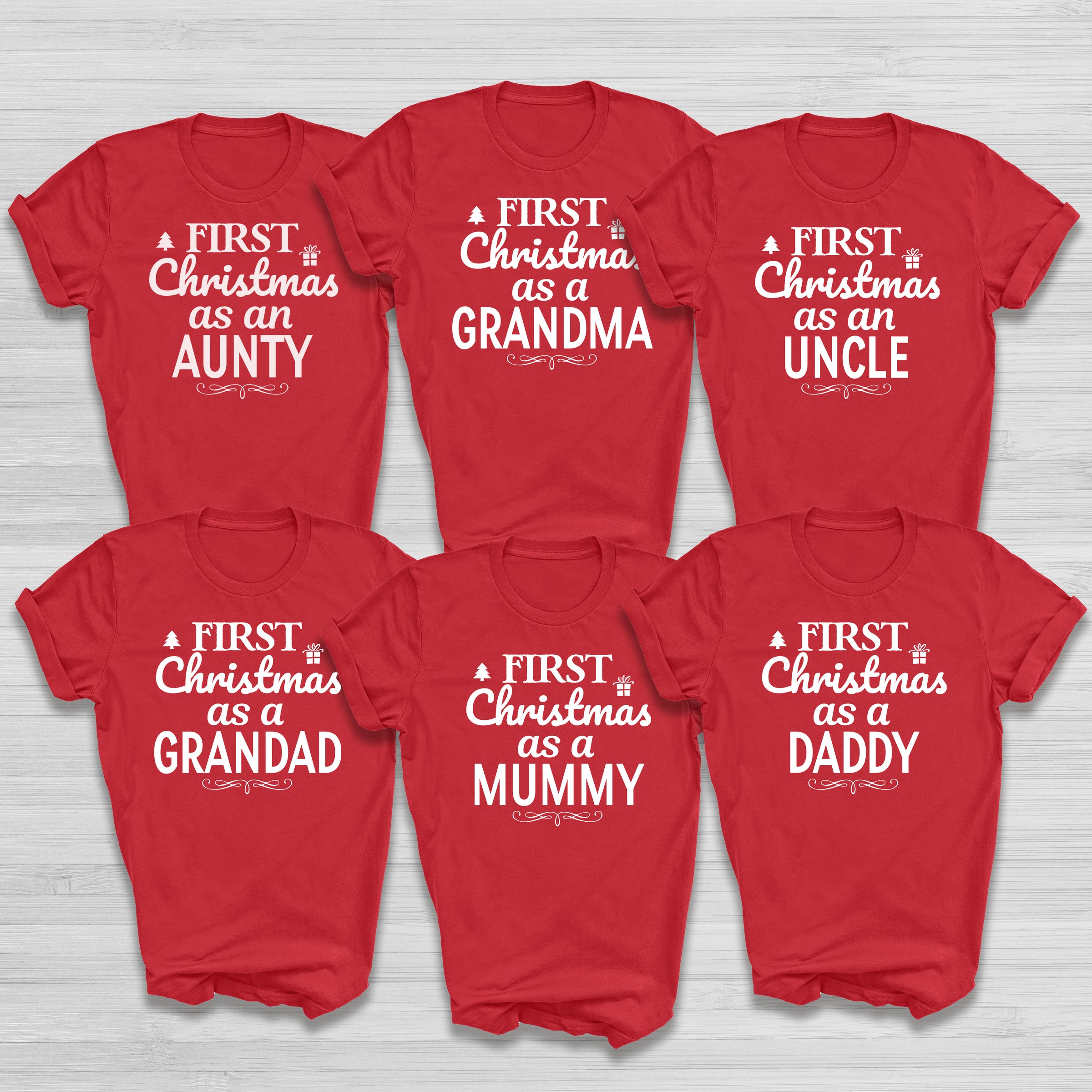 PERSONALISED First Christmas As... - Family Matching Christmas Tops - Adult, Kids & Baby - (Sold Separately)