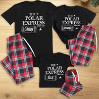 PERSONALISED Polar Express Name - Family Matching Christmas Pyjamas - Top & Tartan PJ Bottoms - (Sold Separately)