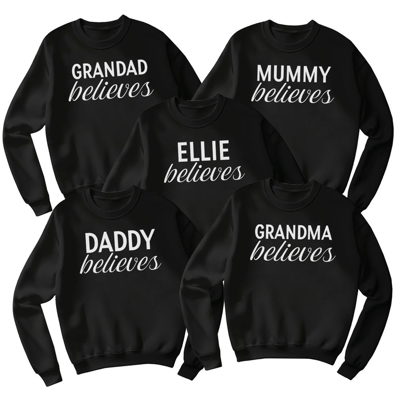 PERSONALISED Name Believes - Christmas Hoodie or Jumper Sweatshirt - All Sizes